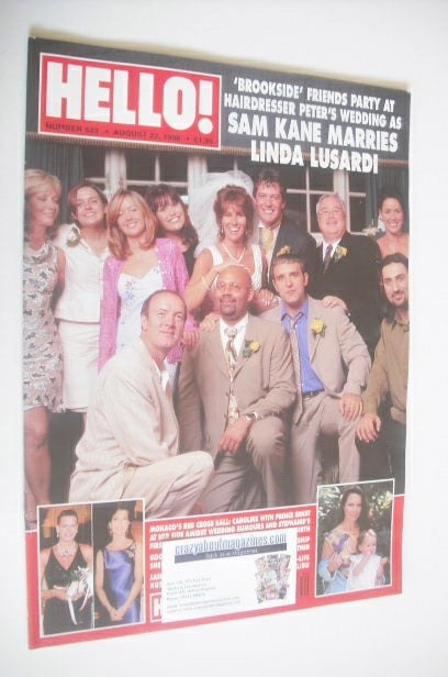 Hello! magazine - Sam Kane and Linda Lusardi wedding cover (22 August 1998 - Issue 523)