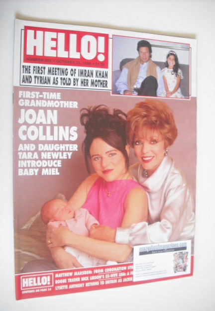 <!--1998-10-31-->Hello! magazine - Joan Collins, Tara Newley and baby Miel 