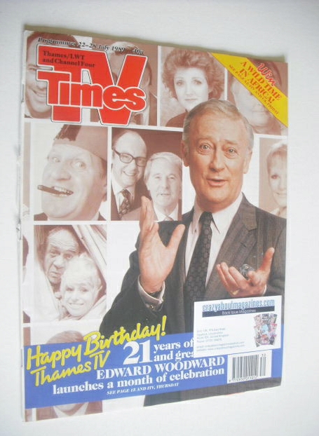 TV Times magazine - Edward Woodward cover (22-28 July 1989)