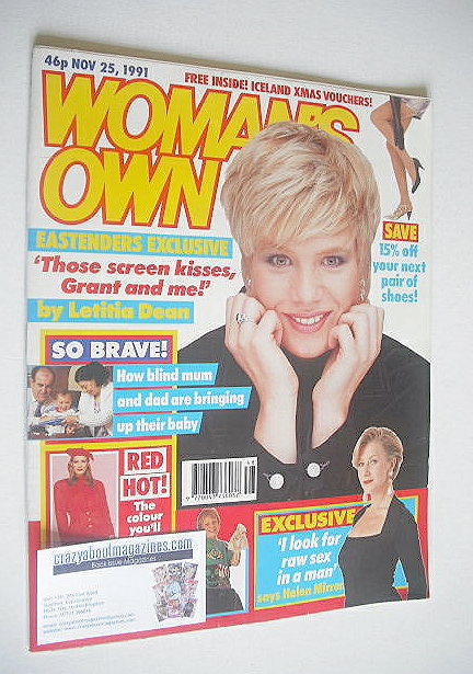Woman's Own magazine - 25 November 1991 - Letitia Dean cover