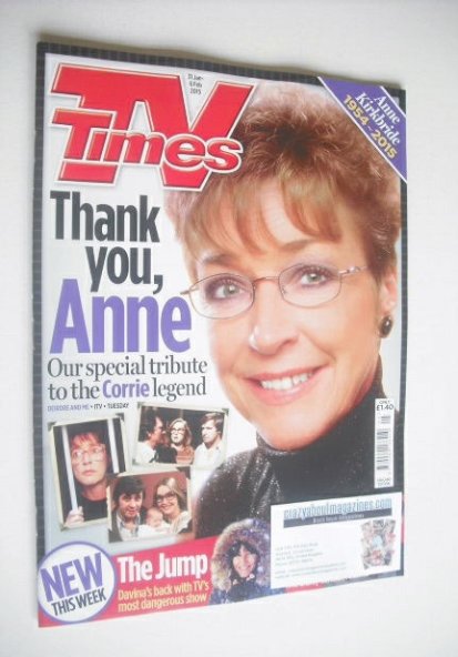 TV Times magazine - Anne Kirkbride cover (31 January - 6 February 2015)