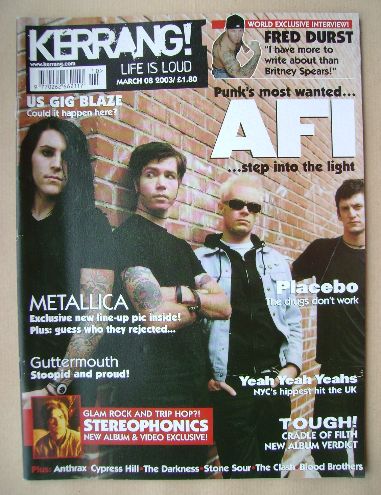 Kerrang magazine - AFI cover (8 March 2003 - Issue 945)