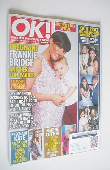 OK! magazine - Frankie Bridge and son Parker cover (17 March 2015 - Issue 972)