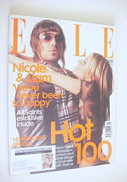 British Elle magazine - January 2001 - Liam Gallagher and Nicole Appleton cover