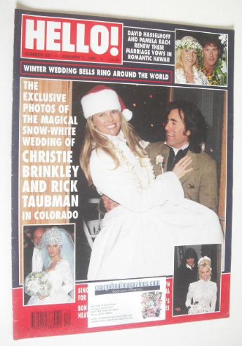 Hello! magazine - Christie Brinkley and Rick Taubman cover (7 January 1995 - Issue 337)
