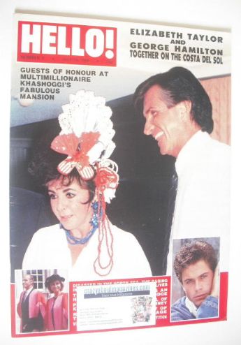 <!--1988-07-16-->Hello! magazine - Elizabeth Taylor and George Hamilton cov