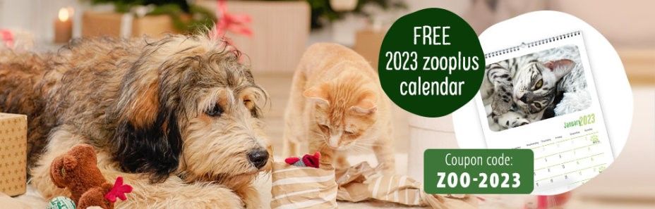 There's a free 2023 Zooplus calendar if you spend £19.00 or more with Zooplus