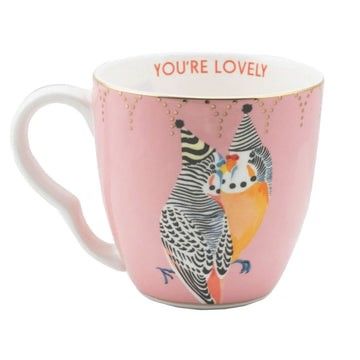 This pretty mug is the Yvonne Ellen Parrots with Hats from Twinnings