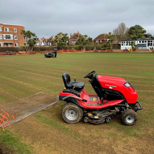 drag mat and tractor