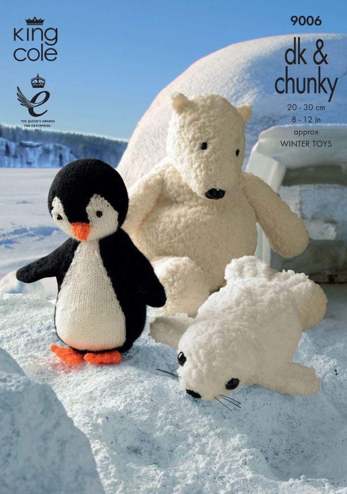 9006 Knitting Pattern - Penguin, Seal & Polar Bear Toys*