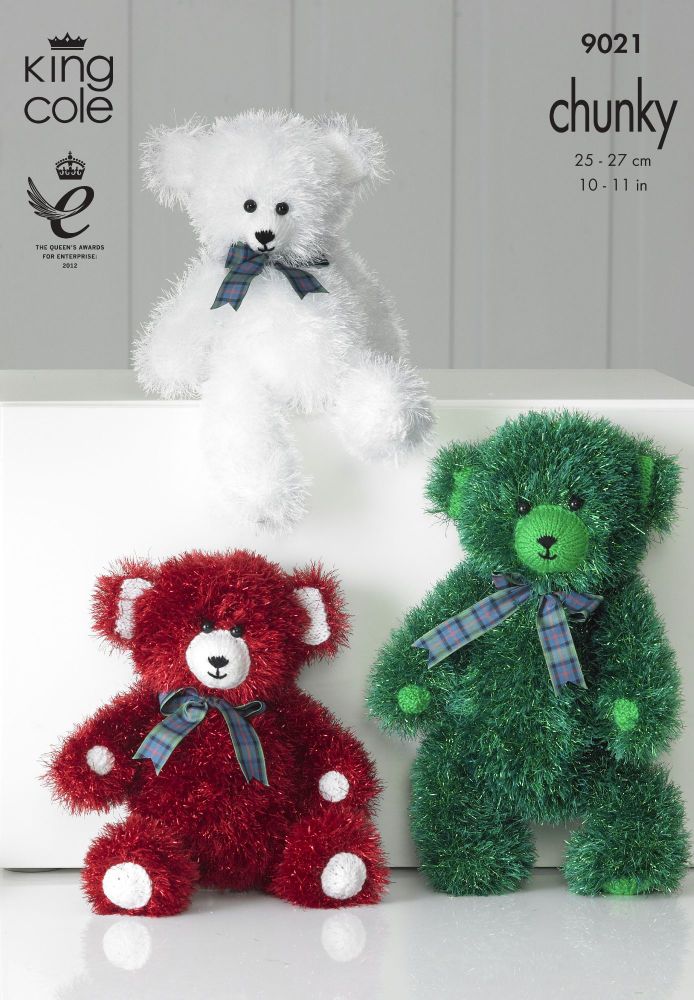 9021 Knitting Pattern - Tinsel Chunky Teddy