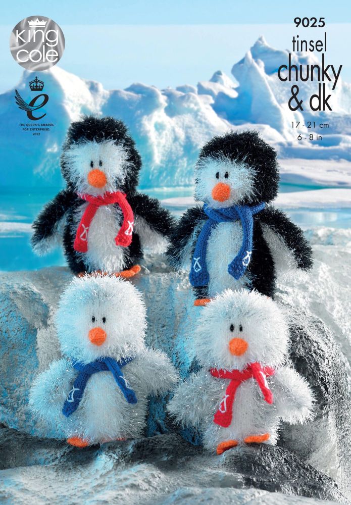 9025 Knitting Pattern - Tinsel Chunky Penguins 6-8"