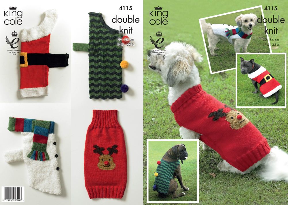 4115 Knitting Pattern in DK - Christmas Dog Coat