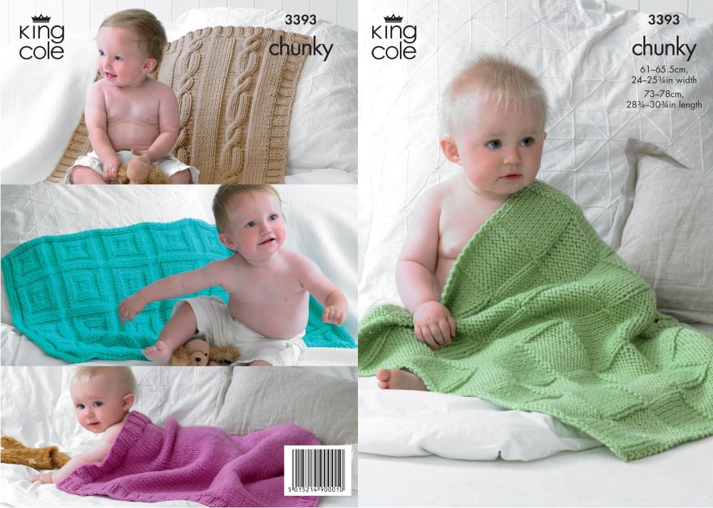 3393 Knitting Pattern Chunky - Babies Blankets