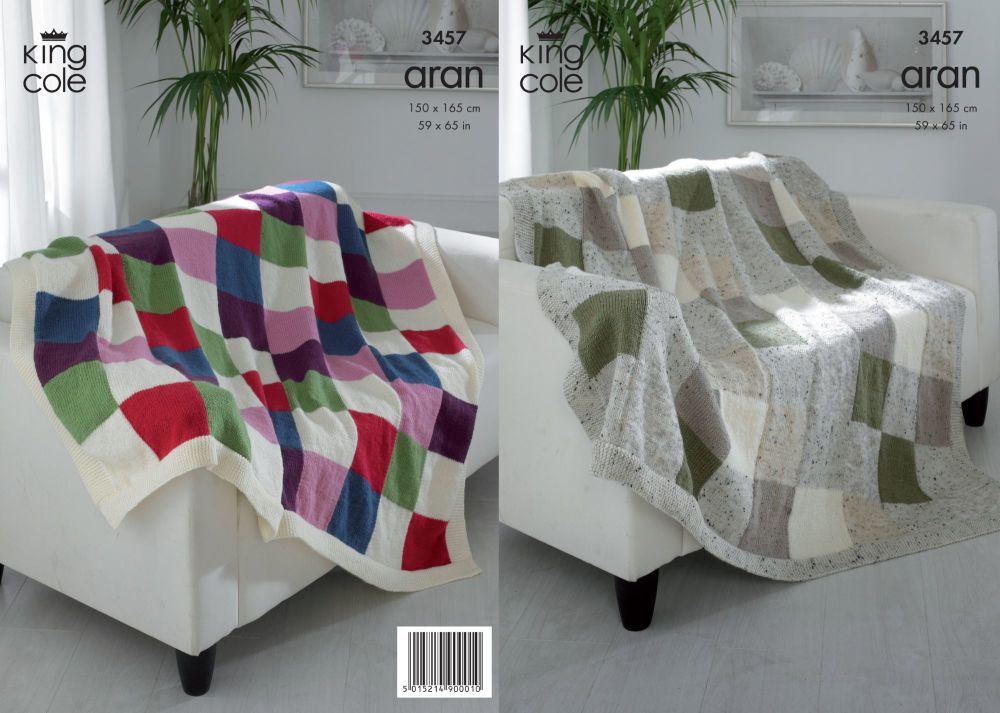 3457 Aran Knitting Pattern - Throw