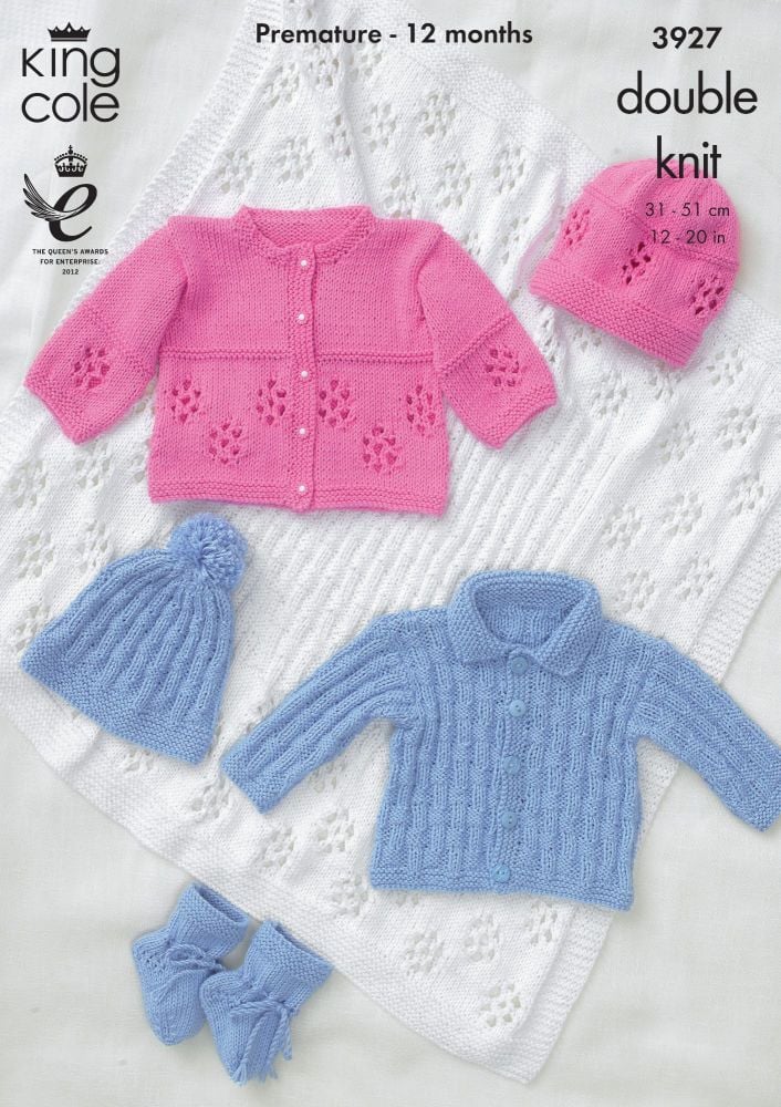 3927 Knitting Pattern DK - Babies 12-20"