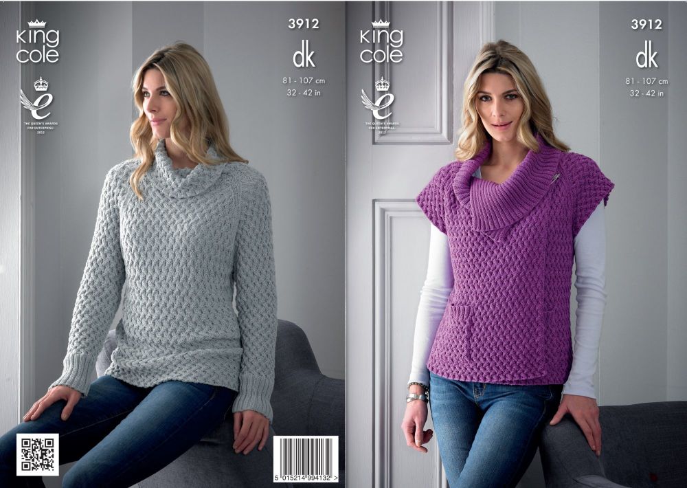 3912 Knitting pattern - Ladies DK 32" - 42"*