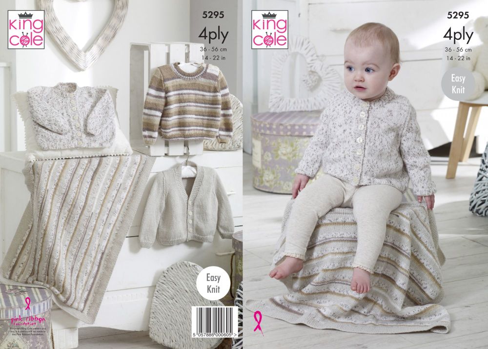 5295 Knitting Pattern  - 14 - 22" Babies 4 ply (EASY KNIT)