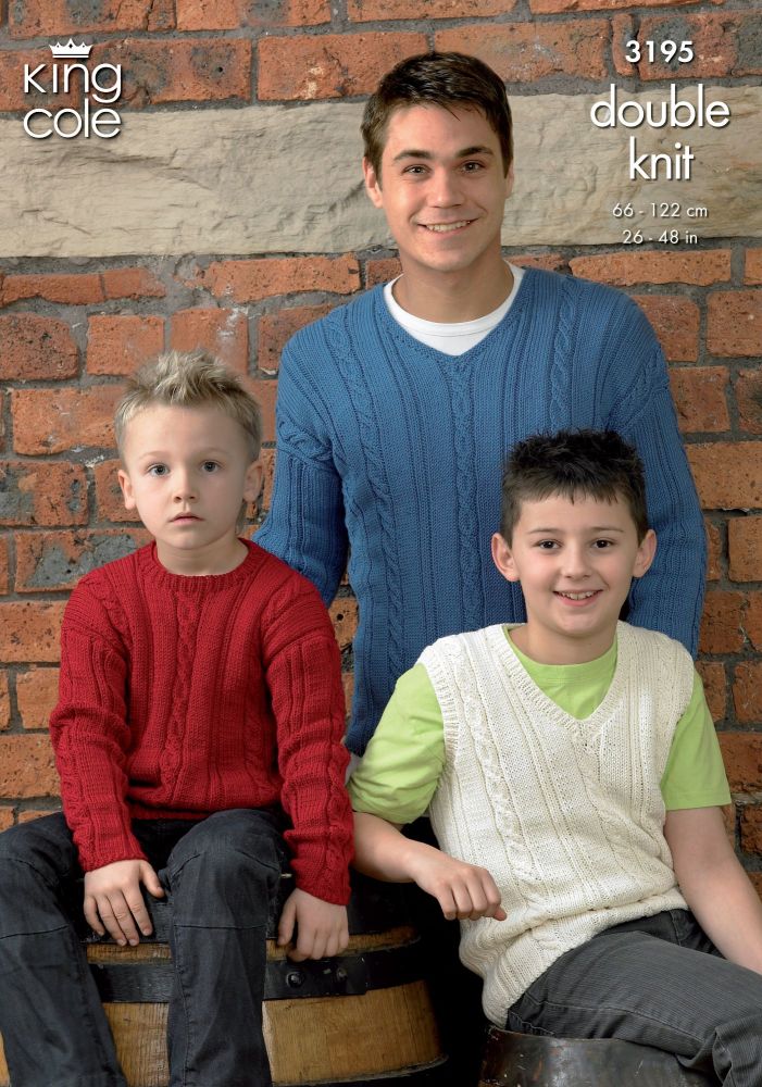 3195 Knitting Pattern - Men's and Boy's Double Knit*