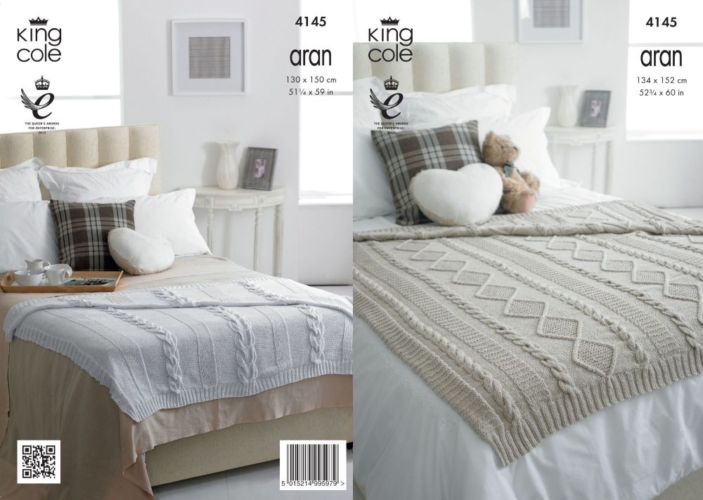 4145 Knitting Pattern - Aran Blanket 130 x 150cm