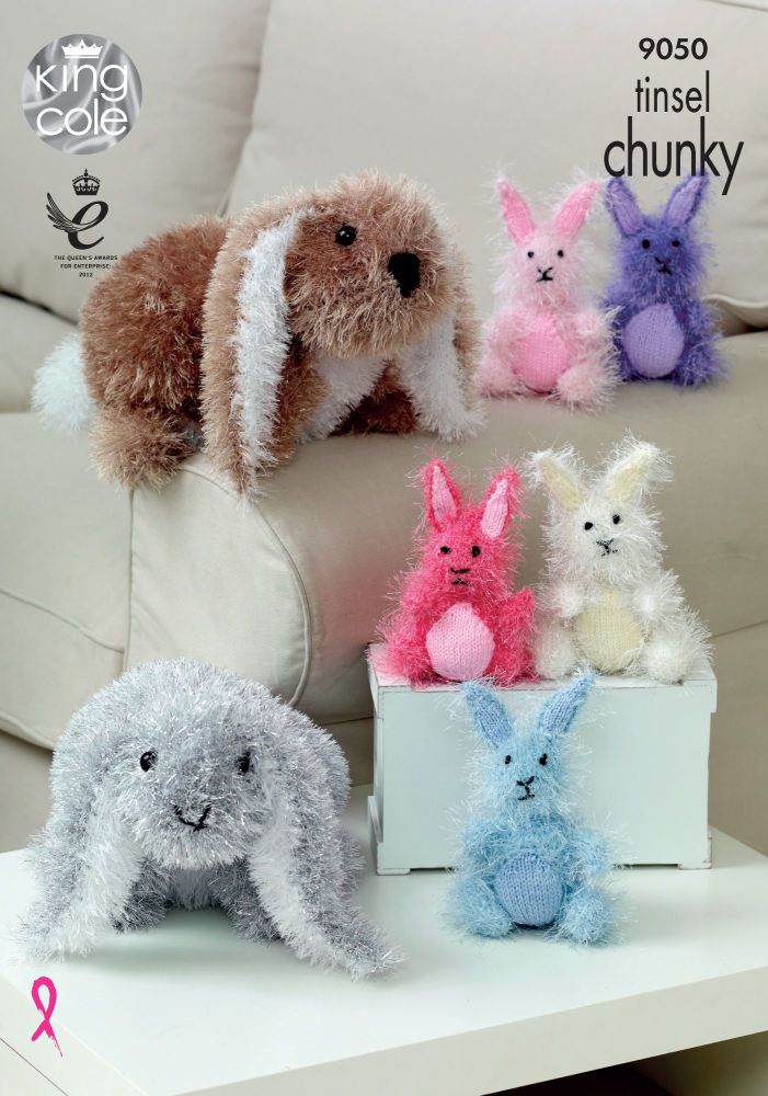 9050 Knitting Pattern - Rabbits in Tinsel Chunky & DK