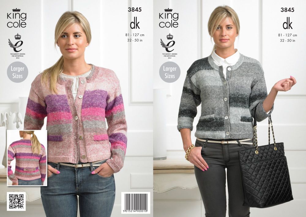 3845 Knitting Pattern - Shine DK 32-50 in (Large Sizes) Ladies