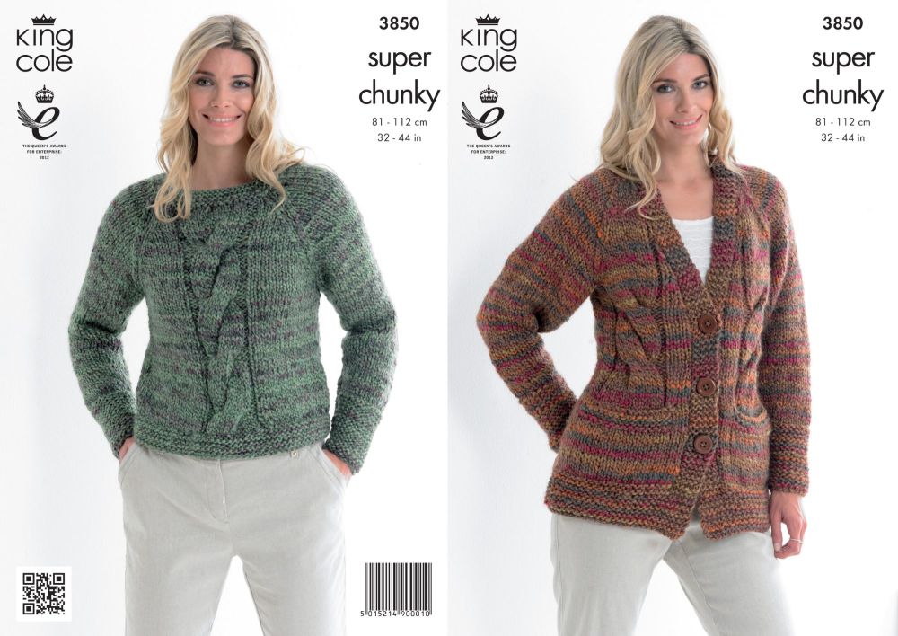 3850 Knitting Pattern - Super Chunky 32 - 44 in*