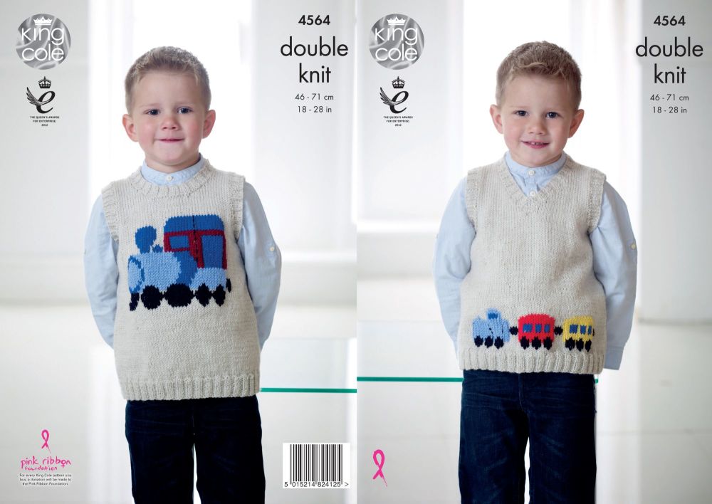 4564 Knitting Pattern - Double Knit Pullover 18 - 28"