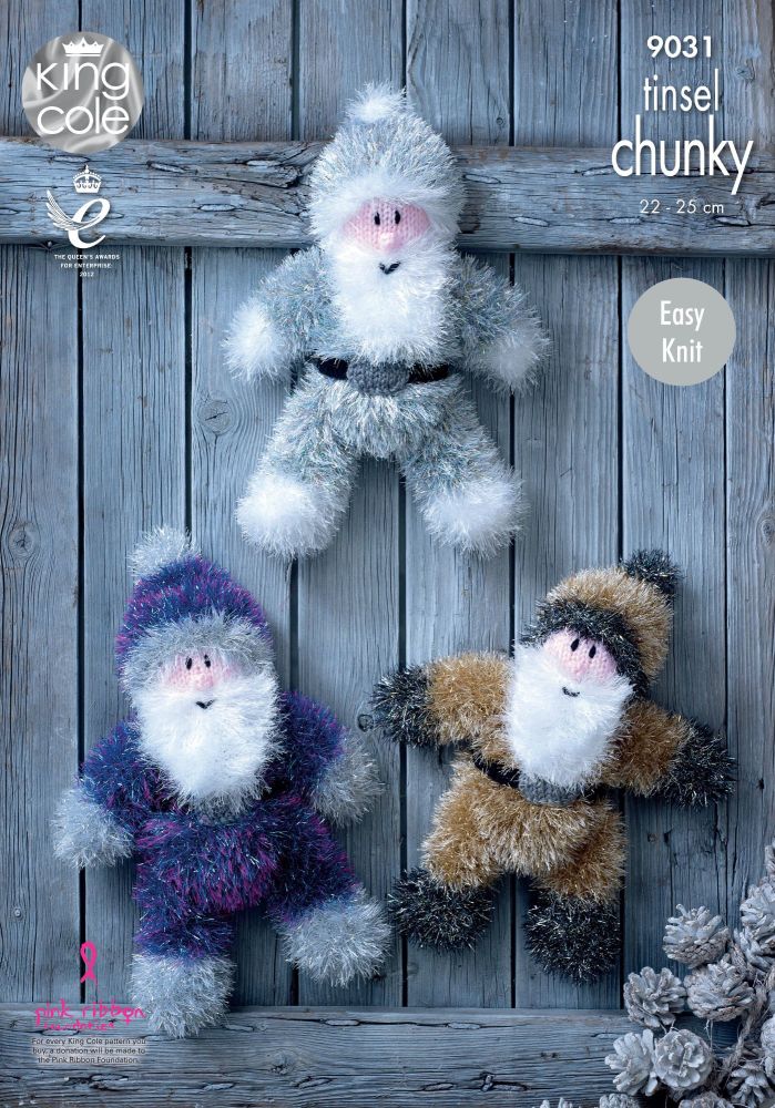 9031 Knitting Pattern - Tinsel Chunky Father Christmas (Easy Knit)