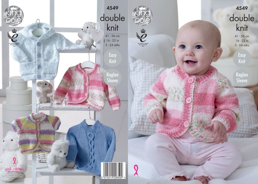 4549 Knitting Pattern - DK Babies 3 - 24 months Easy Knit, Raglan Sleeves