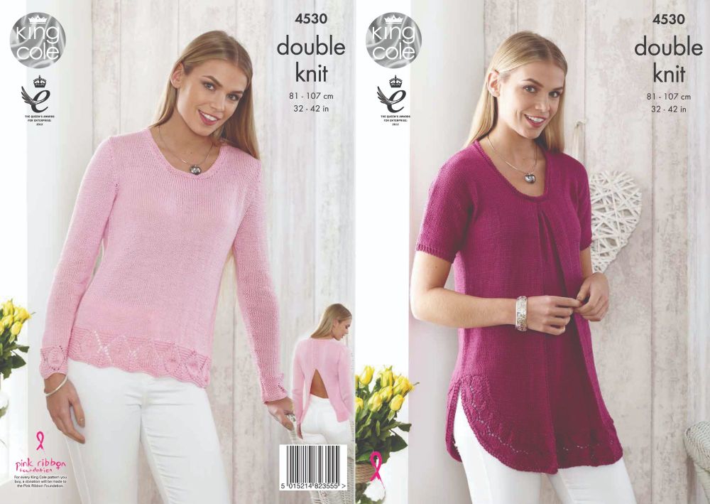 4530 Knitting Pattern - Ladies DK Top & Sweater 32 - 42"*