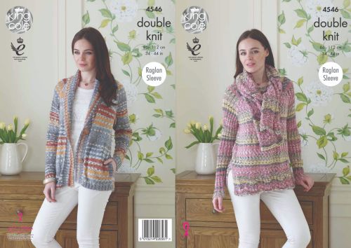 4546 Knitting Pattern - Jacket, Sweater & Scarf DK 34 - 44