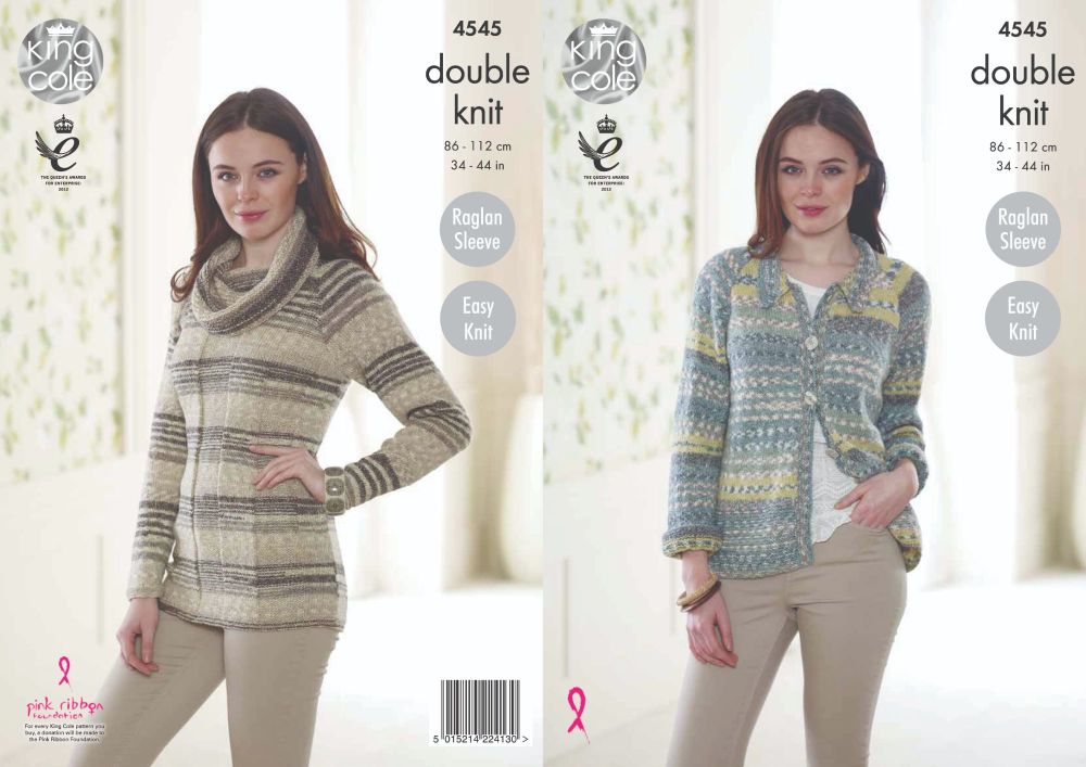 4545 Knitting Pattern in DK - Cardigan & Sweater 34 - 44" (Easy Knit)*