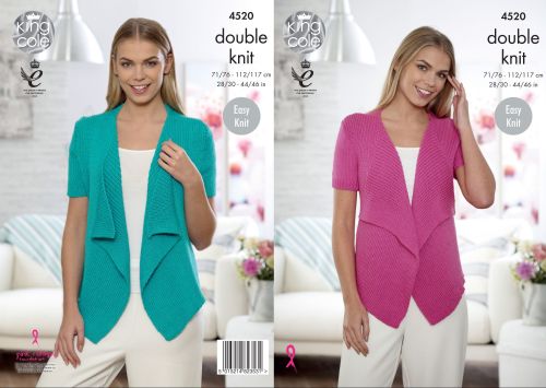 4520 Knitting Pattern - Ladies Waterfall Cardigan in DK 28/30 - 44/46