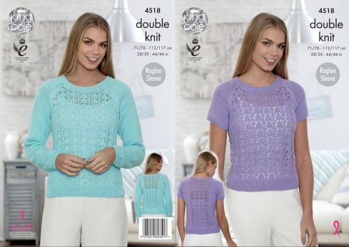 4518 Knitting Pattern - Ladies DK Sweater 28/30 - 44/46
