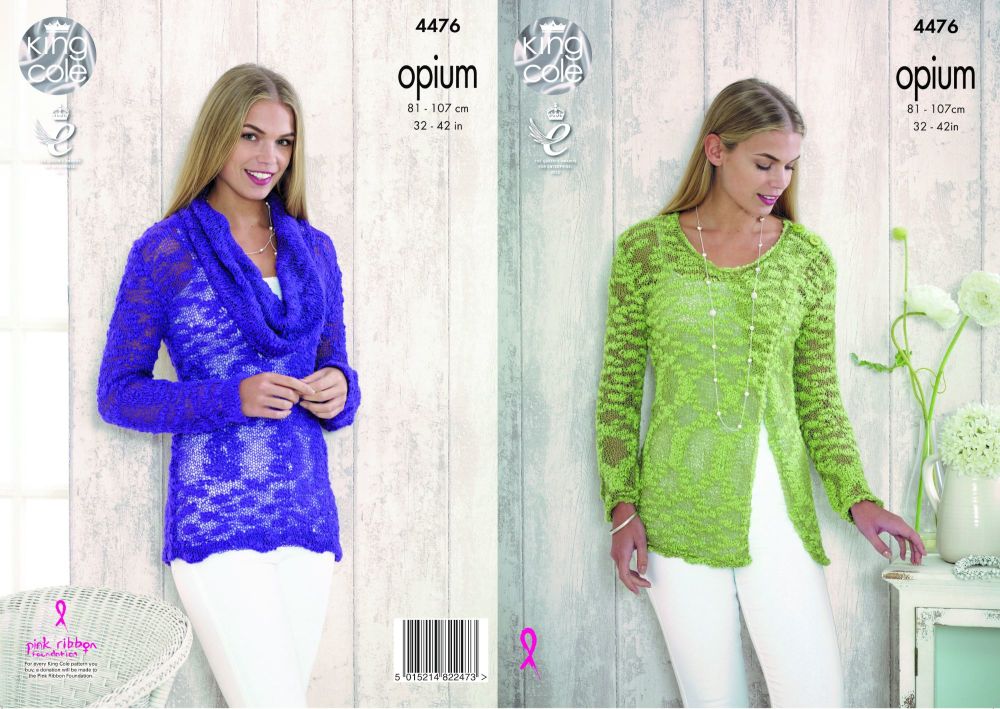 4476 Knitting Pattern - Ladies Sweaters in Opium 32 -  42"*