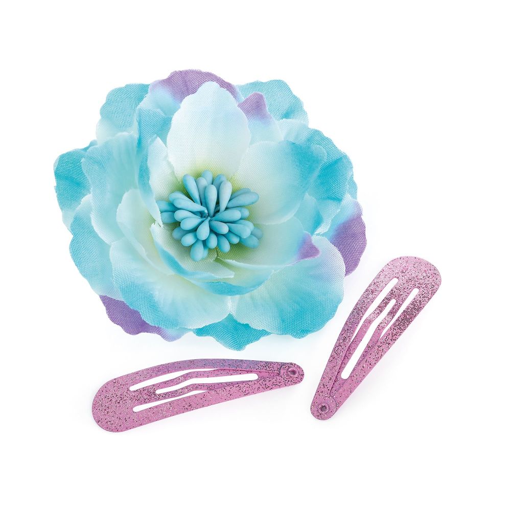 Turquoise & Purple Flower with Snap Clips - 31871