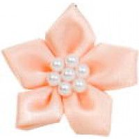Ribbon Flower with Pearls - Peach