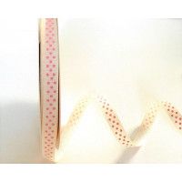 9mm Spotty Grosgrain Ribbon - Ivory with Pale Pink 028 BTB301