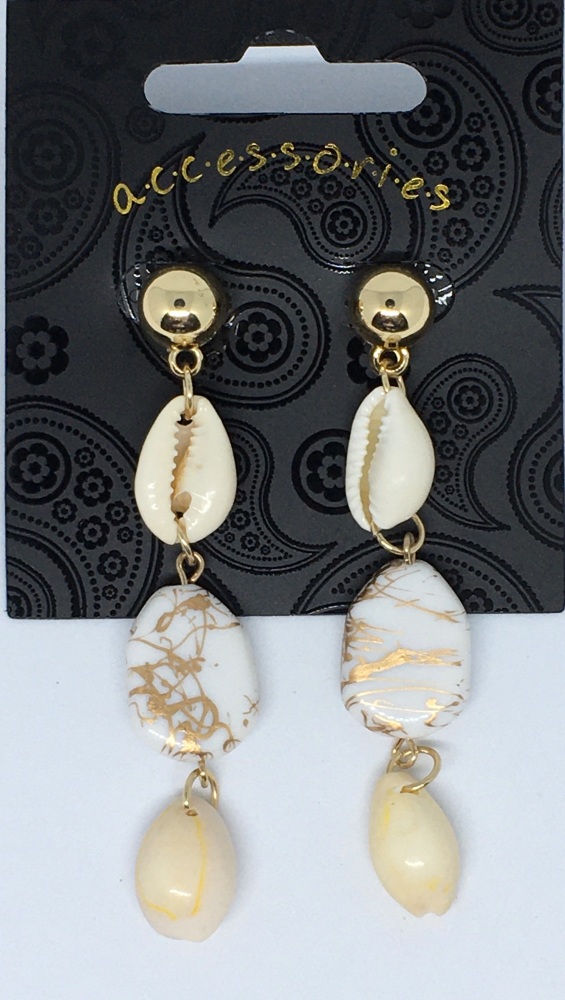 Earrings - Cream & Gold 32793