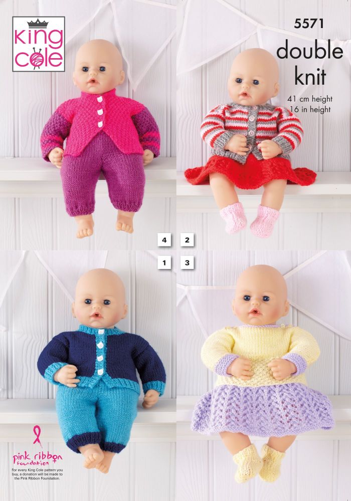 5571 Knitting Pattern DK - Dolls Clothes