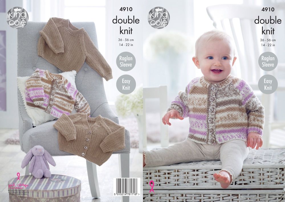 4910 Knitting Pattern - Babies 14 - 22" Easy Knit