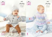 5621 Knitting Pattern - Babies Chunky Sweater, Jacket, Hat & Blankets 
