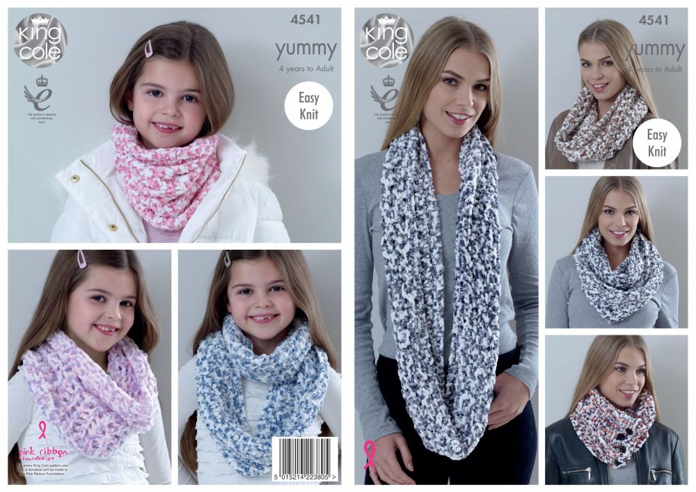 4541 Knitting Pattern - Ladies  Snoods in Yummy
