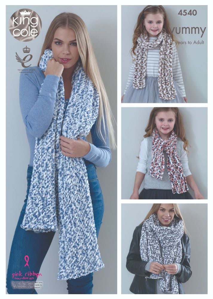 4540 Knitting Pattern - Ladies Shawls & Girls Scarves
