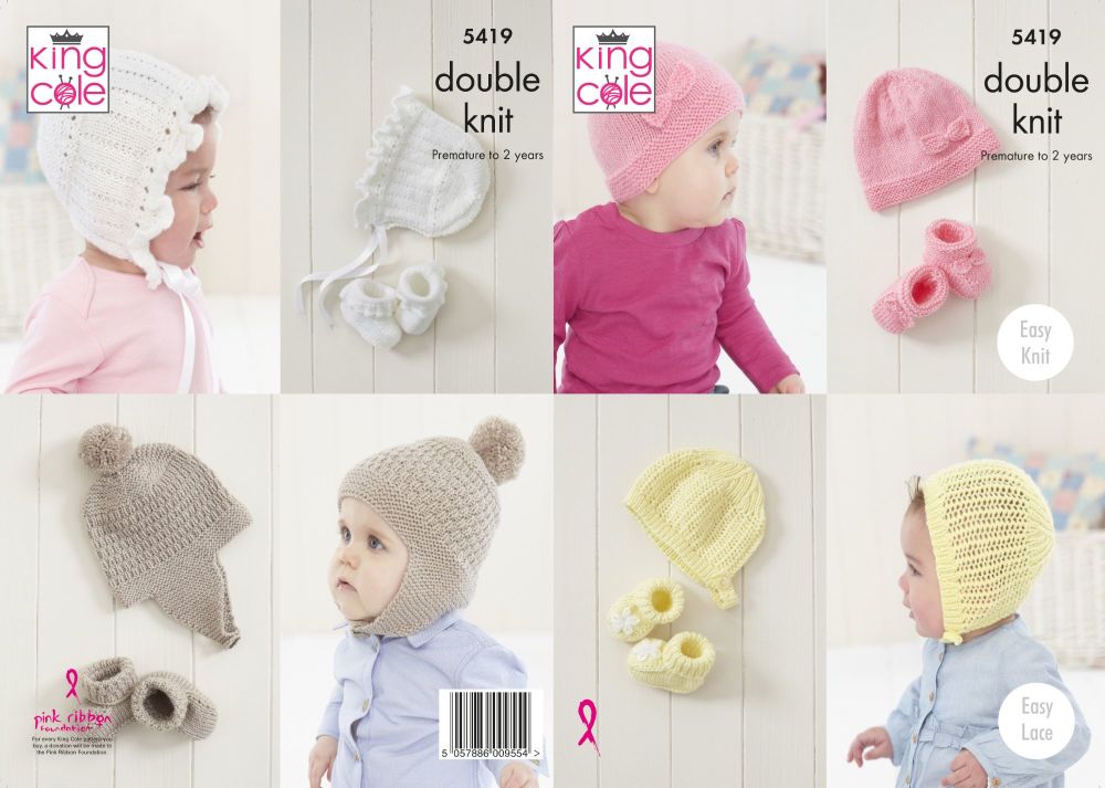 5419 Knitting Patterns - Babies Hats  & Bootees