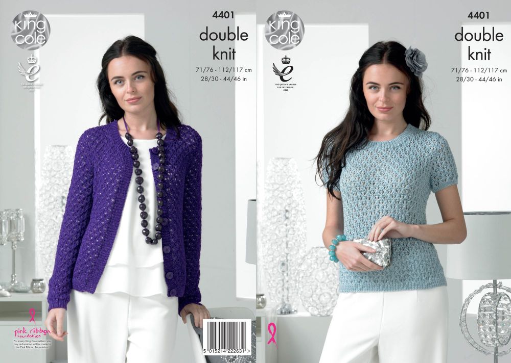 4401 Knitting Pattern - Ladies DK Sweater & Cardigan