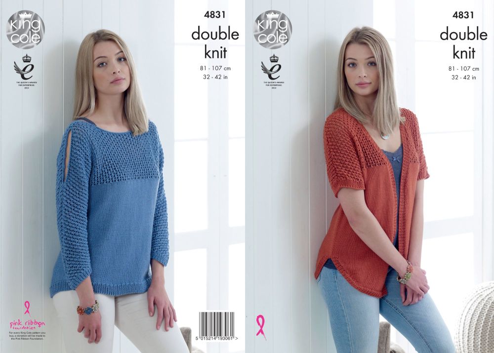 4831 Knitting Pattern - ladies Double Knit 32 - 42"*