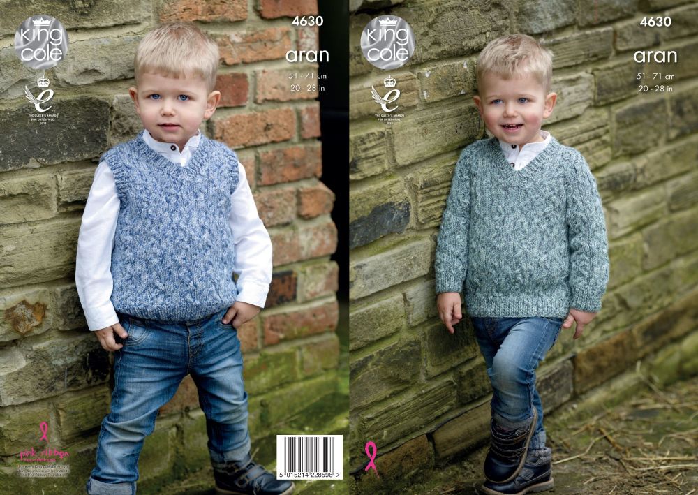 4630 Knitting Pattern - Children's Aran 20 - 28"*