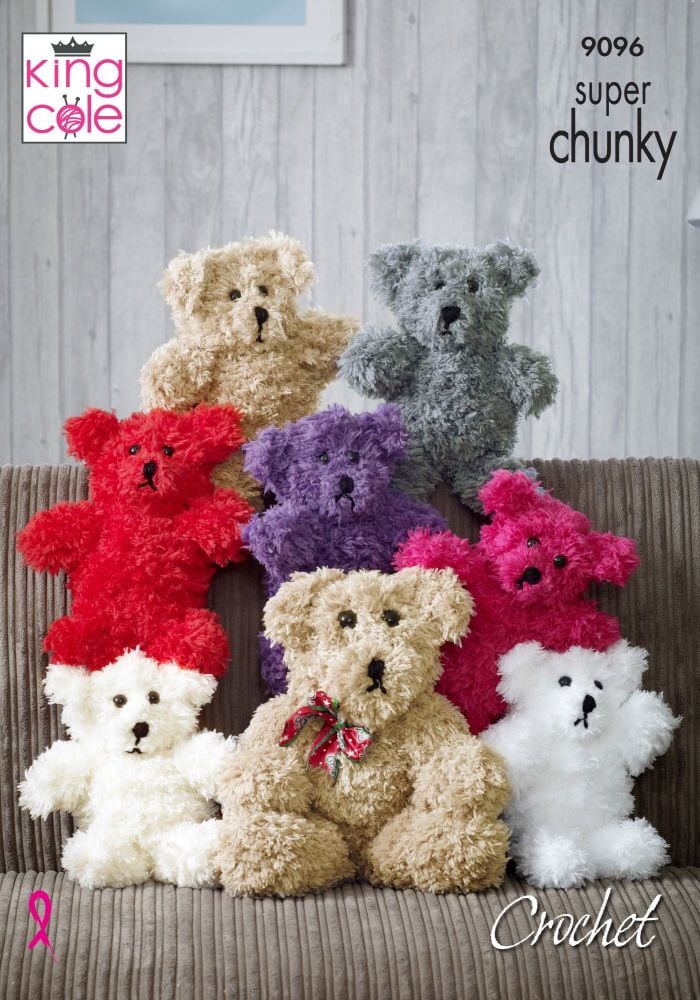 9096 Crochet Pattern - Teddy Bear in Super Chunky